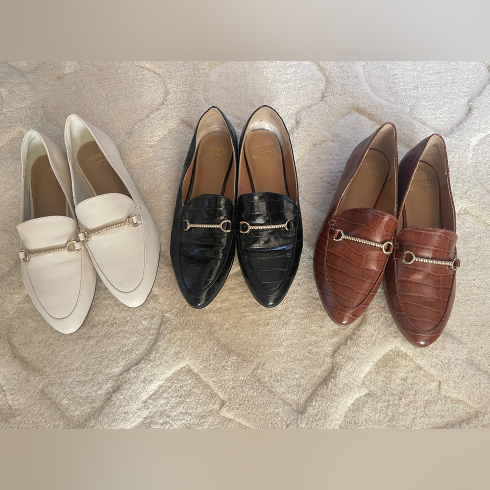 Crown & Ivy Women's Loafers - White, Black, and Brown